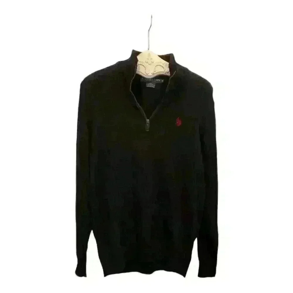Polo Men's Navy 1/4 zip High Neck Sweater Size M Long Sleeve